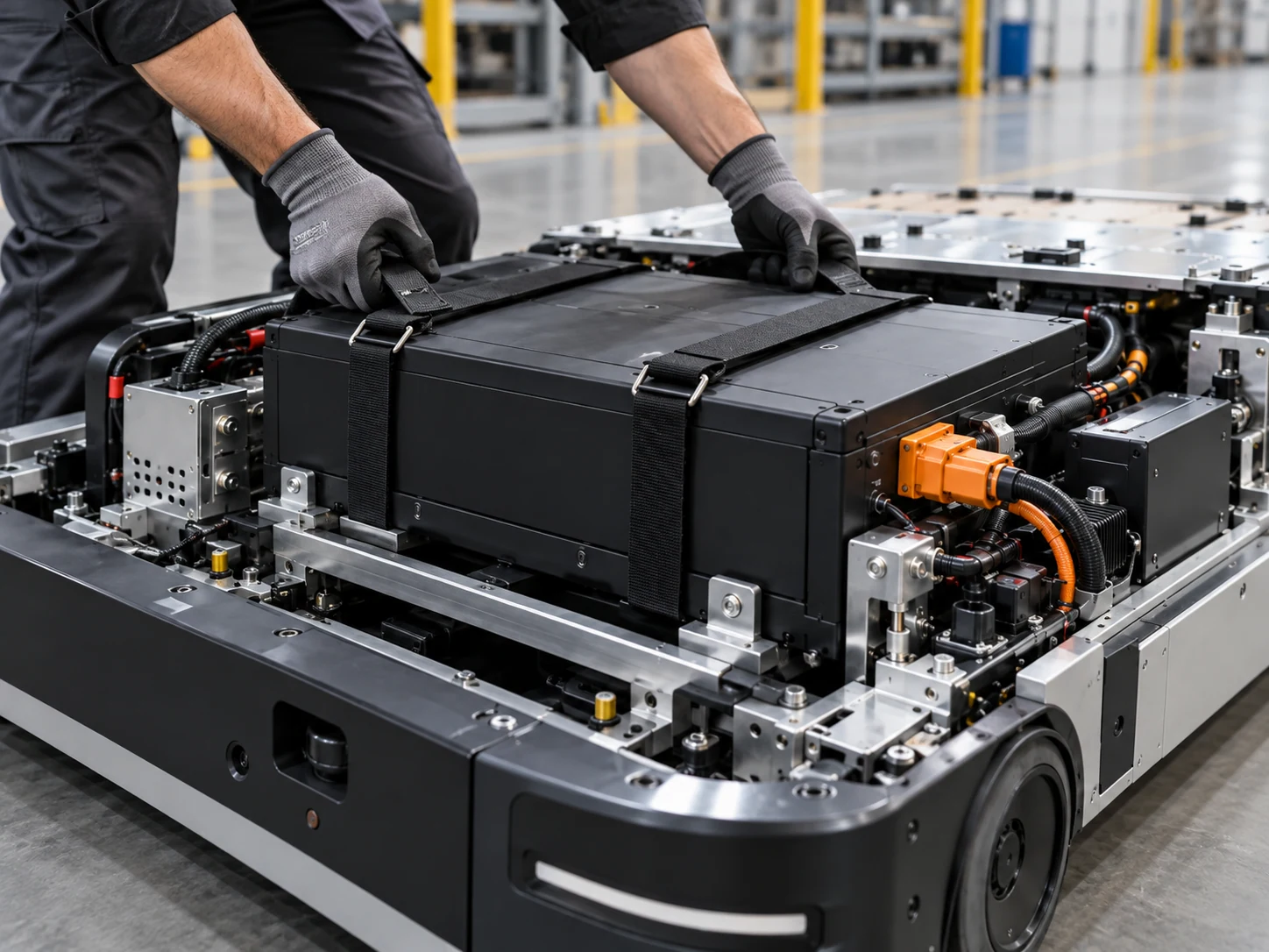 Concept of a battery enclosure fitted into a mobile robot chassis