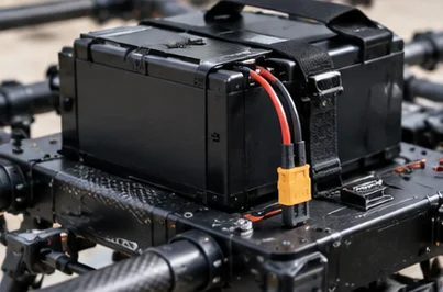 Concept battery enclosure, retaining strap and connector on an aircraft frame