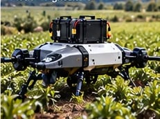 Concept battery-equipped autonomous ground platform in a planted field
